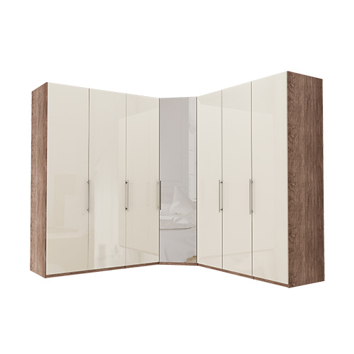 Garderobe Atlanta - Mørk rustikk eik 150 + hjørne + 150, 216 cm