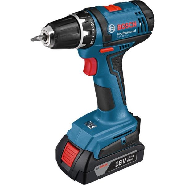 Bosch GSR 18-2-LI Borskrutrekker med batterier og lader