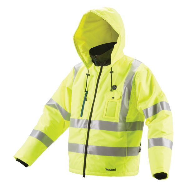 Makita DCJ206ZS Varmejakke 18 V, High Visibility Str. S