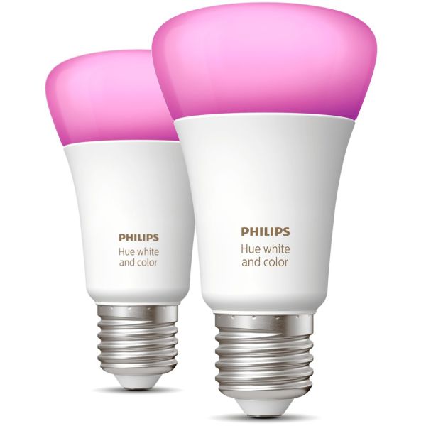 Philips Hue White and Color Ambiance LED-lampe 9 W, E27, A60, 2-pakning