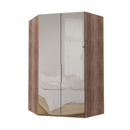 Walk-in Atlanta garderobe 216 cm, Speil, Mørk rustikk eik